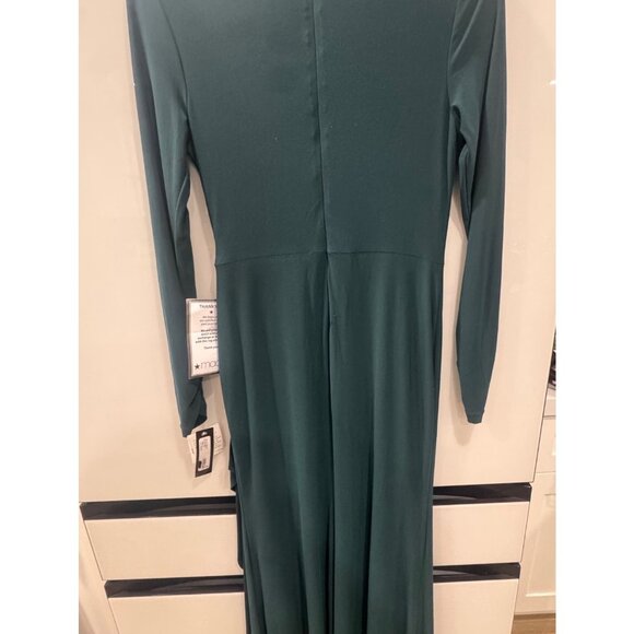 Betsy & Adam Emerald Green Long Sleeve Draped Gown Size 10 Elegant Formal Evenin - Picture 6 of 8